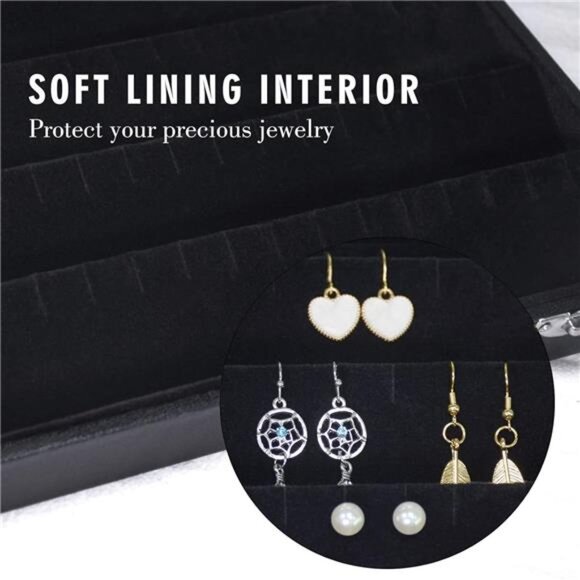 Earring Organizer Tray Velvet Earring Display Organizer Storage Box Premium - Picture 2 of 7